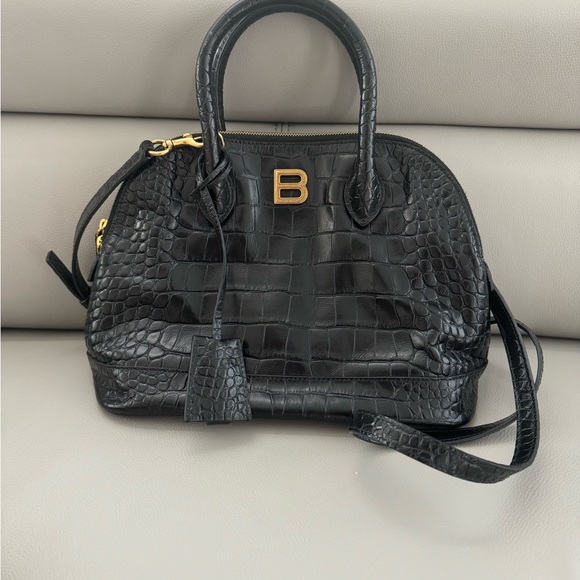 Balenciaga Black Croc-Embossed Satchel - Picture 4 of 5